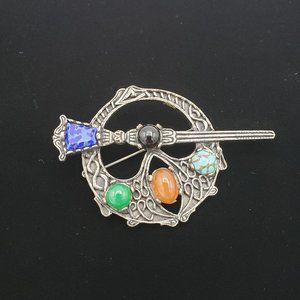 Vtg Miracle Natural Stone Brooch